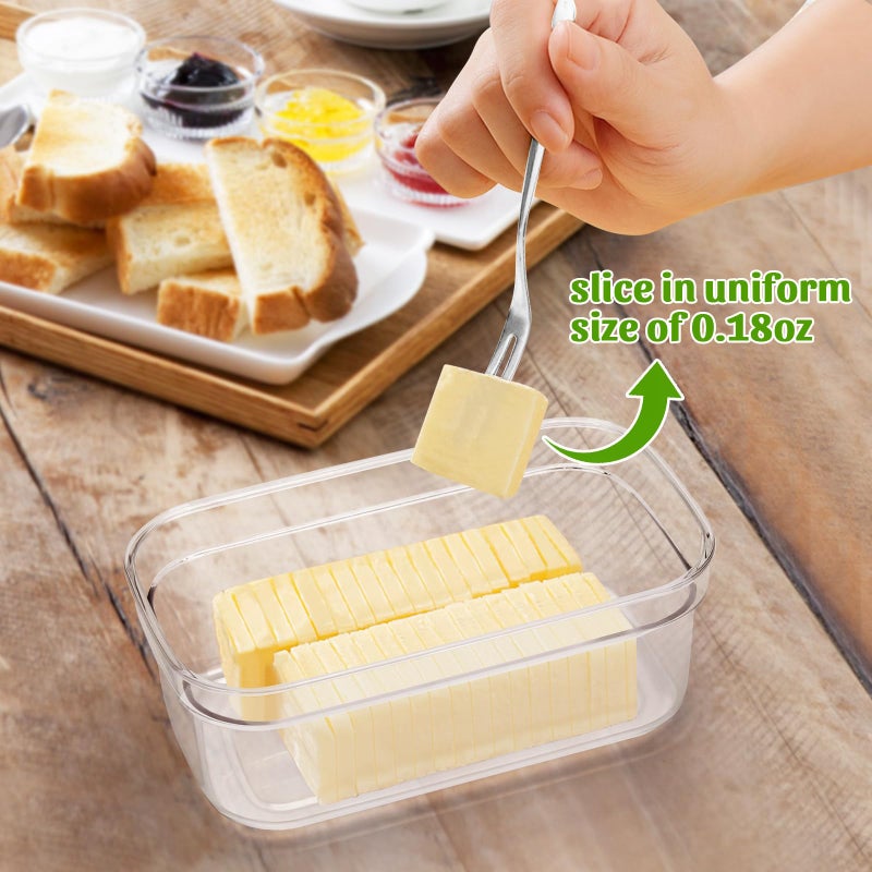 ShineMe Butter Slicer Cutter, Airtight Plastic Butter Dish with Lid, Butter Stick Container with 2pack Forks (280g) - Image 4