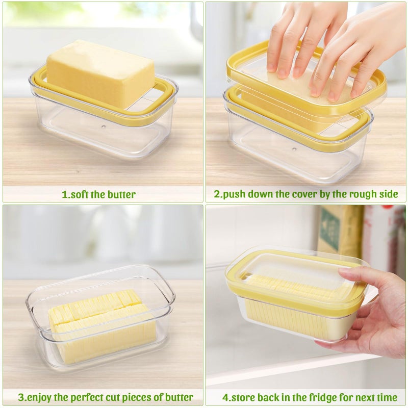 ShineMe Butter Slicer Cutter, Airtight Plastic Butter Dish with Lid, Butter Stick Container with 2pack Forks (280g) - Image 3