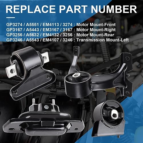 DOFOCH Engine Motor & Trans Mount for 2011-2019 Dodge Journey 3.6L FWD Auto Transmission Mount Replaces A5551 A5443 A5632 A5543 3274 3167 3256 3246 - Image 4