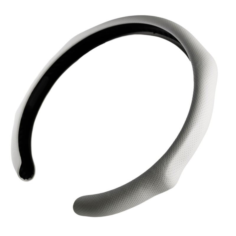 PartsTo Quick Install Sporty White Perforated Nappa Leather Steering Wheel Cover for Tesla Model Y White Trim - Image 2