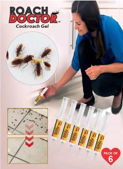 Roach Doctor Cockroach Control Gel Bait - Roach Doctor’s Quick Fix for Infestations Pack Of 6 
