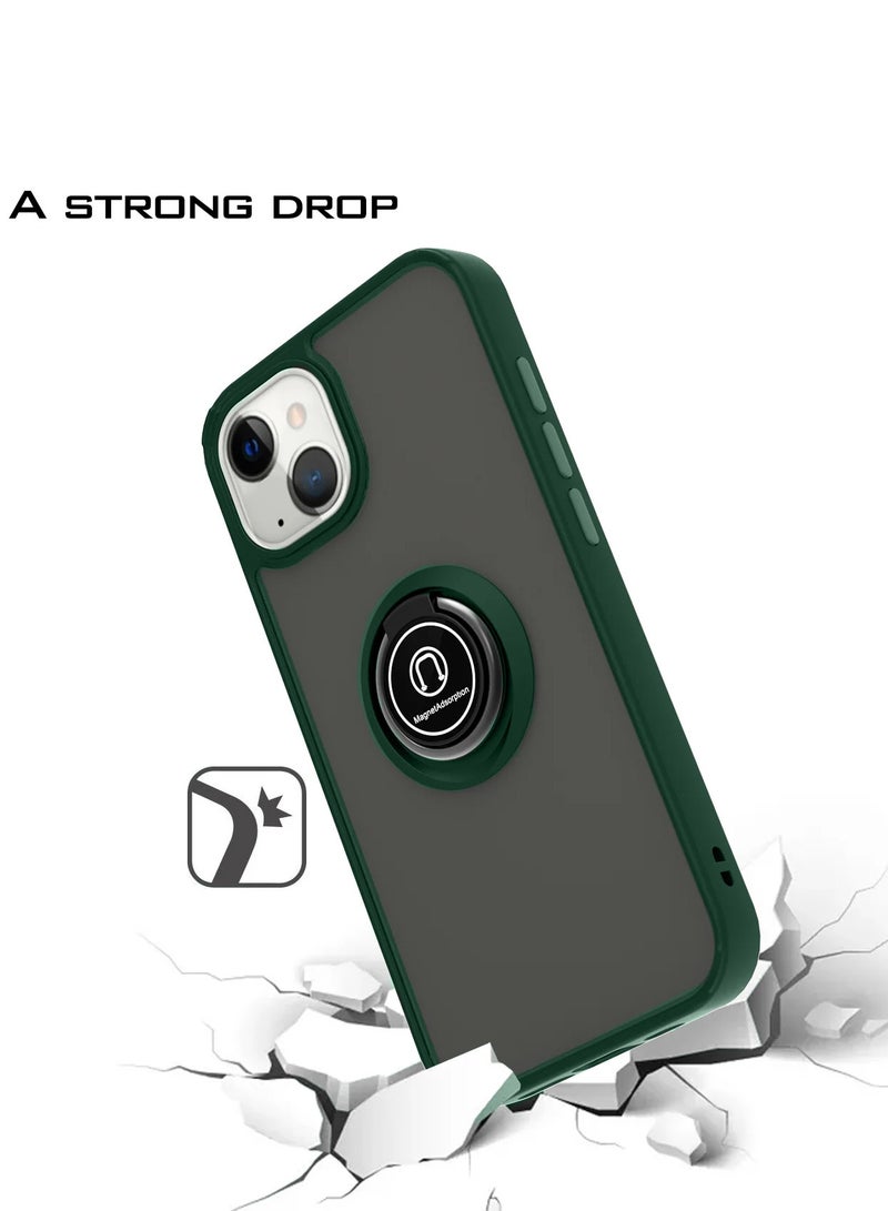 Wtech Finger Grip Magnetic Hold Kickstand Ring Finger With Built-In Iron Case Cover For Apple iPhone 15 2023 Dark Green  - Image 4