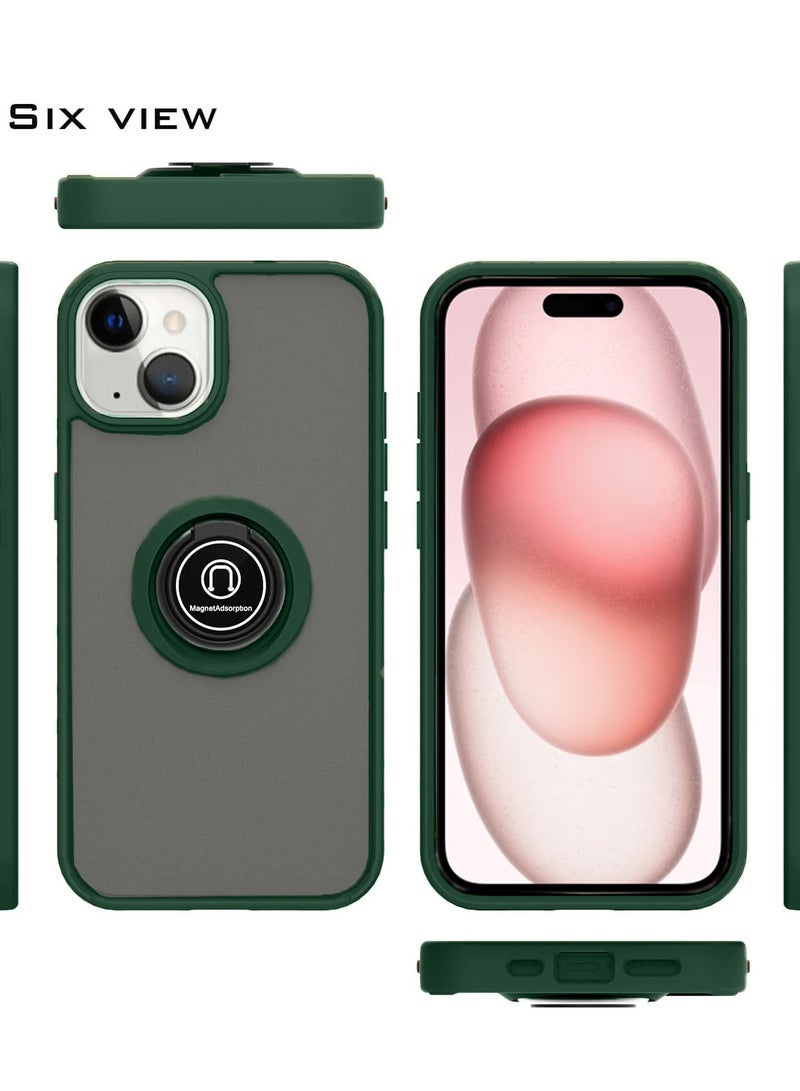 Wtech Finger Grip Magnetic Hold Kickstand Ring Finger With Built-In Iron Case Cover For Apple iPhone 15 2023 Dark Green  - Image 3