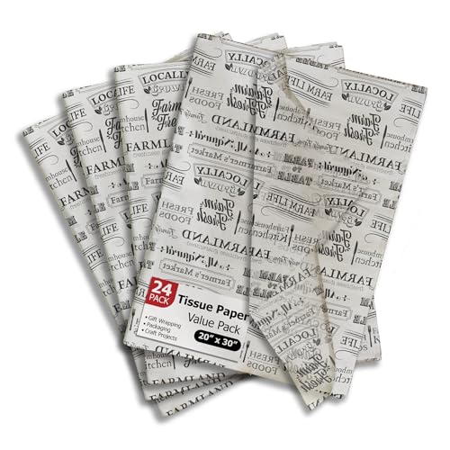 Pro Supply Global Farmer's Market Printed Tissue Paper for Gift Bags or Boxes and Wrapping - Bulk Decorative Art Tissue Paper for Packaging and Gifting | 24 Sheets 20" x 30" - Image 1