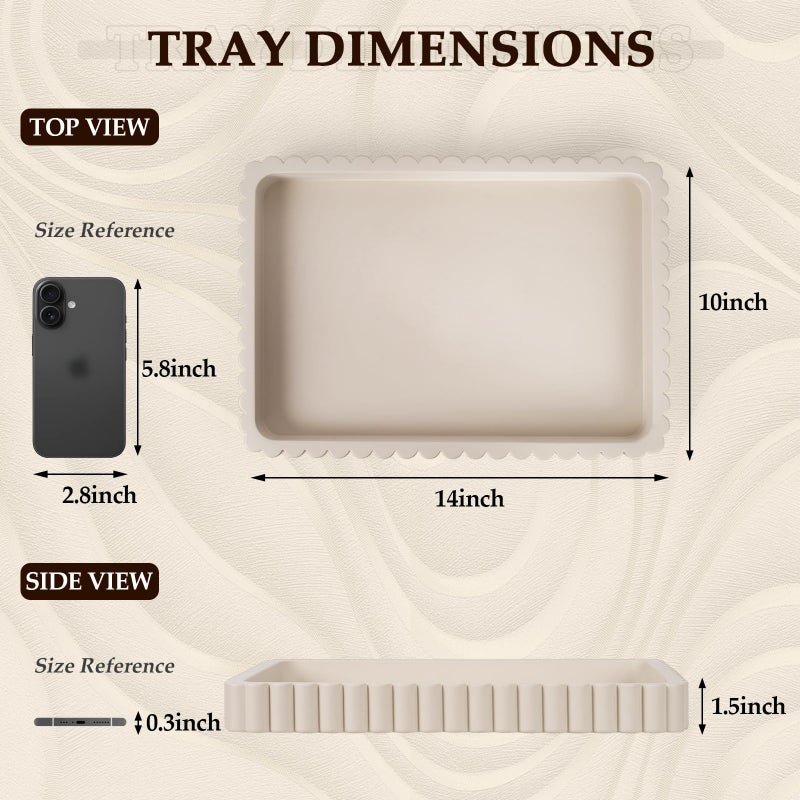 Cathyeen Concrete Decorative Tray for Coffee Table Decor, 14" Coffee Table Tray Ottoman Tray Table Centerpieces, Rectangular Modern Decorative Trays for Home Decor, Living Room, Entry, Gray - Image 4