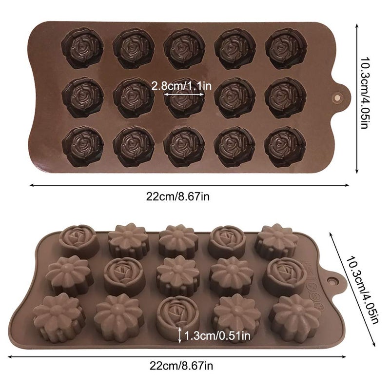 DanziX 4 Pack Flower Shape Silicone Molds Chocolate Candy Mold, DanziX Silicone Mold for Wedding,Festival, Parties, DIY Enthusiasts-15 Cavity - Image 3