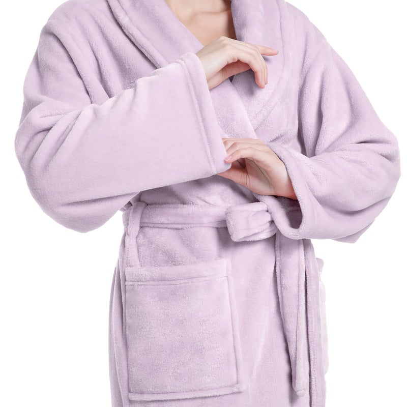 Eonkasp Plush Soft Robes for Women, Premium Fleece Womens Robe Cozy Warm Bathrobe, Lavender, S-M - Image 3