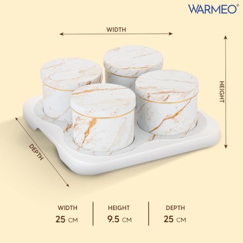WARMEO FESTIVA Airtight Dry Fruit Container Tray SET of 4pcs (450ml each),Dry Food Storage Box I Premium Gifting Set I Multi-Purpose Box l Serving Sweets, Chocolates, Candy- Italian White - Image 3