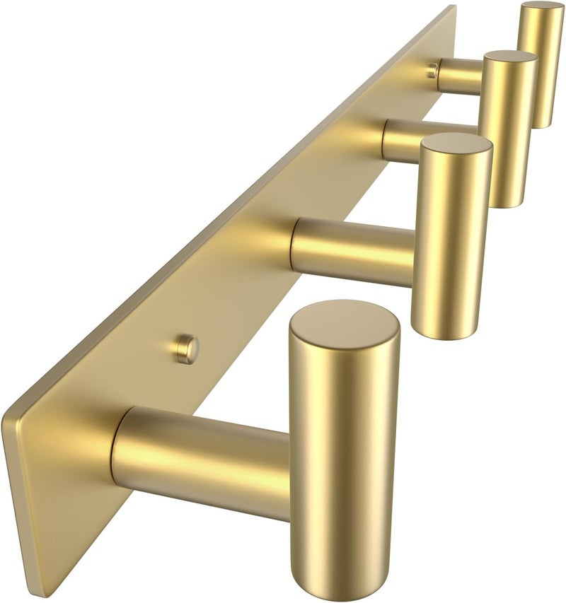 Gold Stainless Steel T Shaped Coat Hooks 5 Hooks Wall Mounted Clothes Hanger Rack for Bedroom Bathroom - Image 3