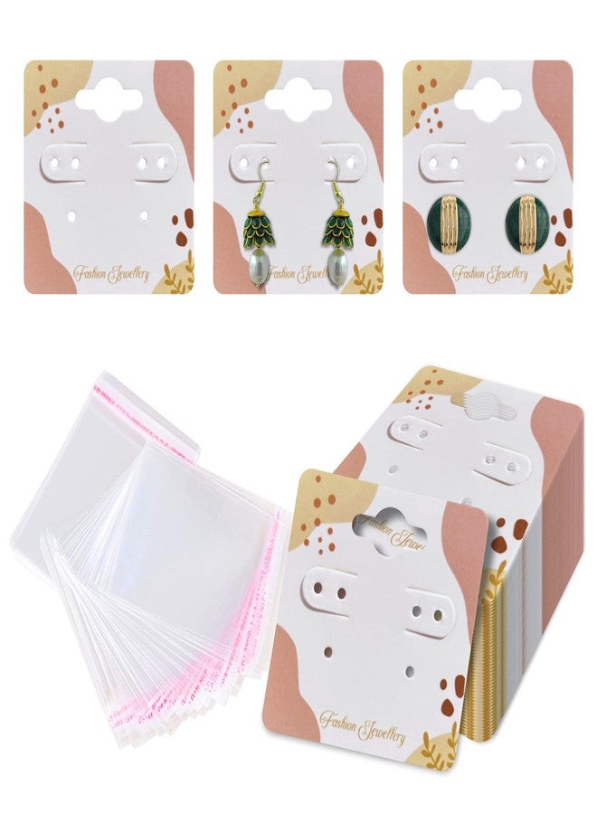 DEEPTAGS Jewellery Display Card with Transparent Plastic Bags for Bracelet, Earring, Jewelry, Necklace, Studs - Cream & White, 200 PCS - Image 1