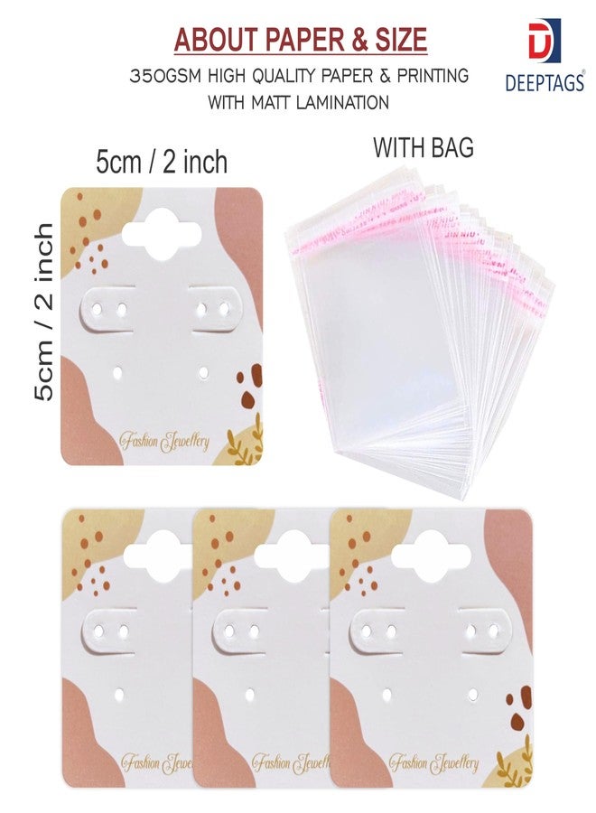 DEEPTAGS Jewellery Display Card with Transparent Plastic Bags for Bracelet, Earring, Jewelry, Necklace, Studs - Cream & White, 200 PCS - Image 2
