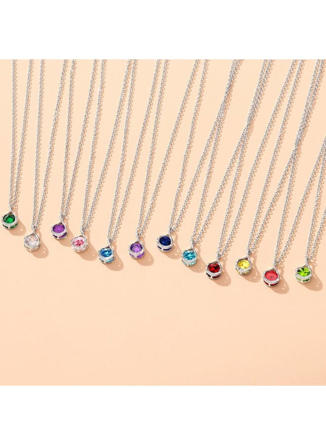 IFKM Genuine Birthstone Jewelry Set For Women Girls Silver Plated Cz Choker Infinity Necklace Teardrop Dangle Earrings For Birthday Gifts Bridal Bridesmaid Accessories Wedding Prom Anniversary Jewelry - Image 4