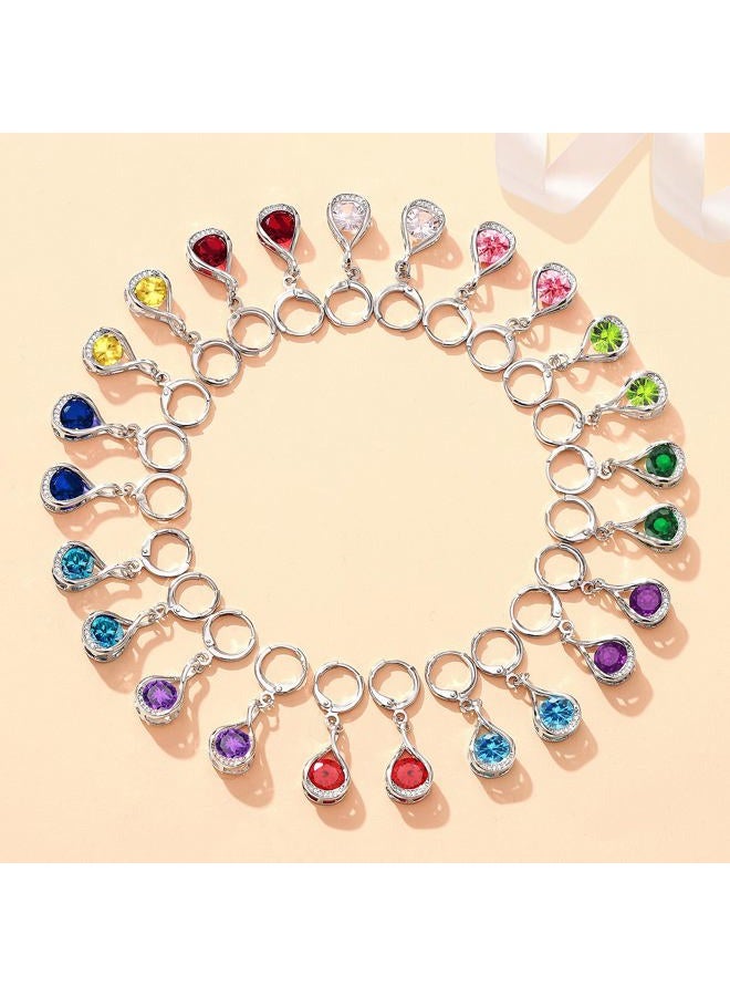 IFKM Genuine Birthstone Jewelry Set For Women Girls Silver Plated Cz Choker Infinity Necklace Teardrop Dangle Earrings For Birthday Gifts Bridal Bridesmaid Accessories Wedding Prom Anniversary Jewelry - Image 5