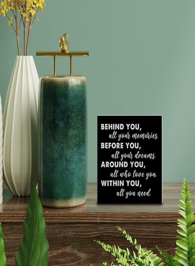 YIDOU Graduation Quote Wood Box Sign Decor Desk Sign Positive Behind You All Your Memories Wooden Box Black Sign Rustic Home Shelf Wall Decoration Grad Gift (black) - Image 3
