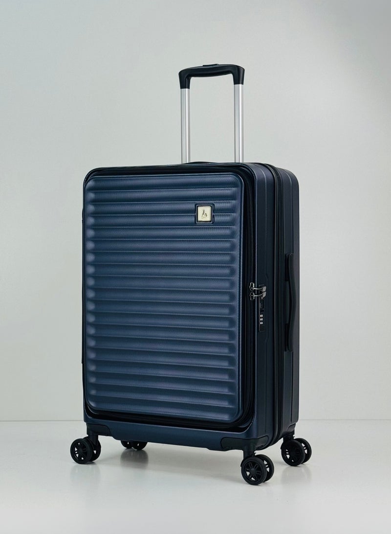 سوا & سي مجموعة حقائب سفر متينة من 3 قطع، مصنوعة من مادة ABS+PC عالية الجودة، بفتحة أمامية غير قابلة للكسر، خفيفة الوزن مع مساحة تخزين إضافية قابلة للتوسيع حتى 25%، حقائب بعجلات مزودة بأربع عجلات دوارة مزدوجة، قفل معتمد من إدارة أمن النقل (TSA)، وحقائب سفر متينة - 12 كجم، 23 كجم، 35 كجم - 20 بوصة / 24 بوصة / 28 بوصة - أزرق داكن - Image 3