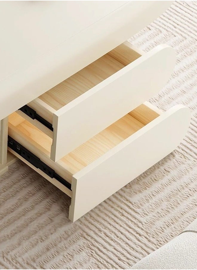 Raffine - Modern Shaped Light Luxury Design Nordic Style Coffee Table Centre Table with Open compartment and drawers for Living Room and Office 110x60x42 cm - Image 1