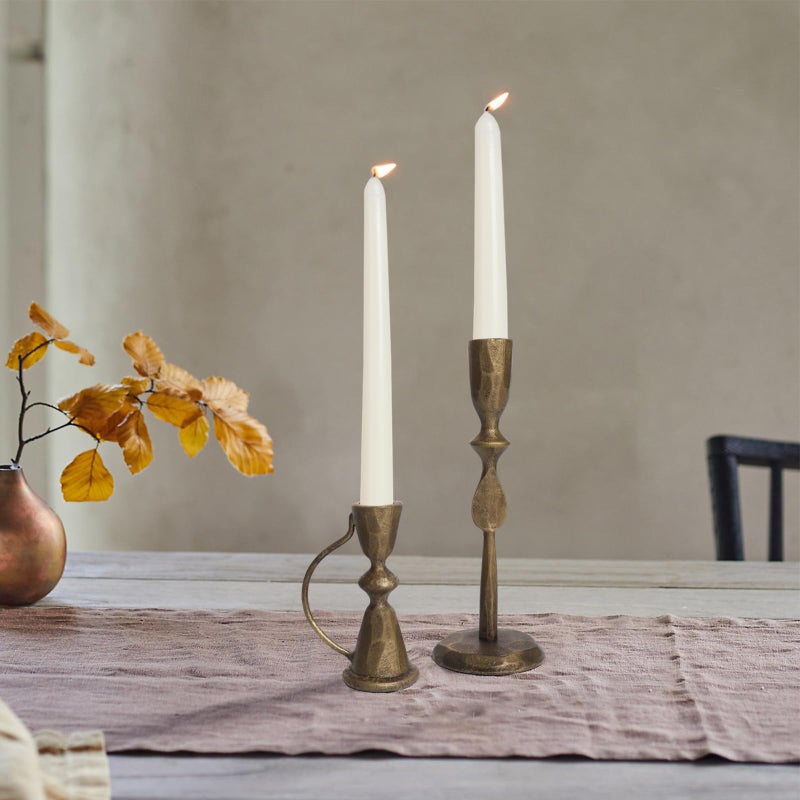 SUJUN Antique Brass Cast Iron Candle Holders Set of 2 â€“ Vintage Decorative Taper Candlesticks for Table Centerpieces and Home Decor - Image 5