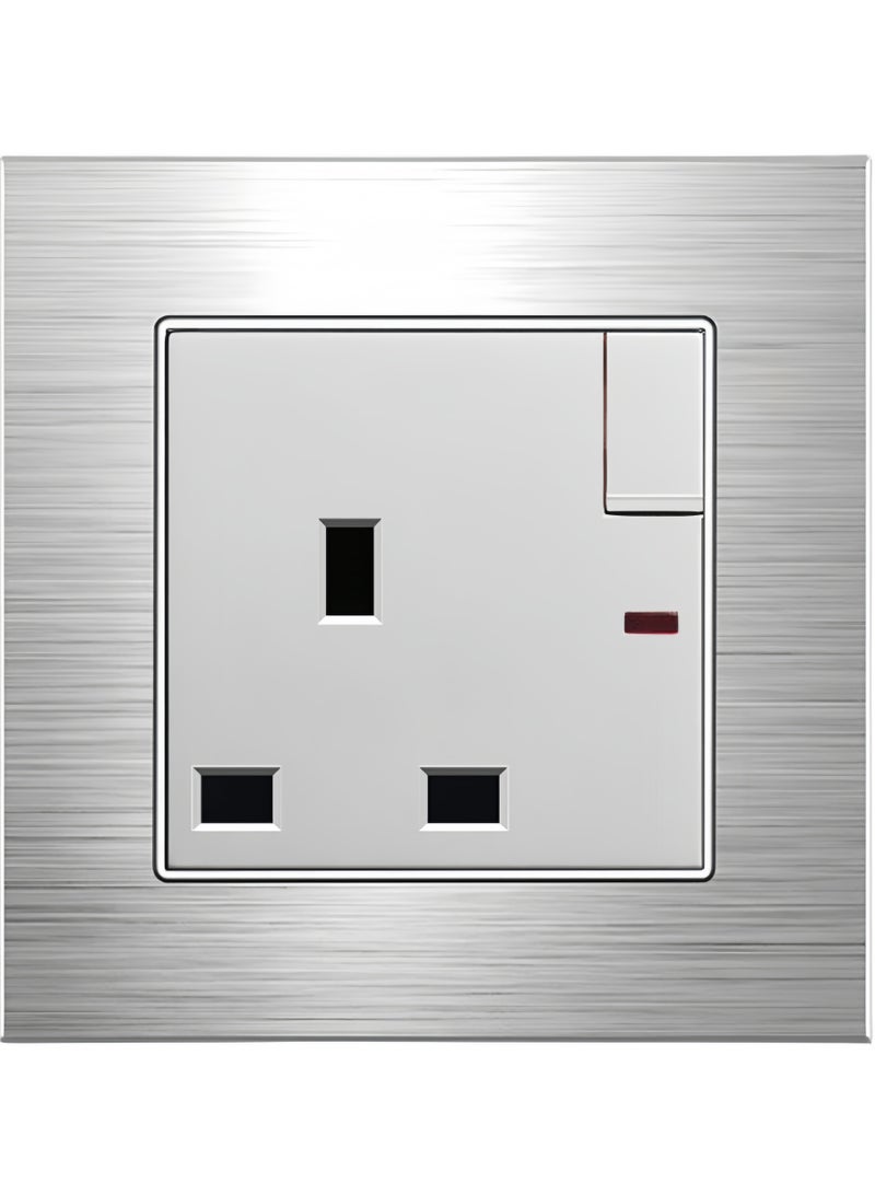 light switch,household light switch for wall, Silver Brushed aluminum alloy panel Modern Power switch, Type 86 electric switch 250V,1 Gang 2 Way,2 Gang 2 Way,3 Gang 2 Way,4 Gang 2 Way,13Amp Single ,Double Sokect ,20Amp, 45Amp, Light Dimmer,Telephone,Computer socket,Satellite TV Socket,Door Bell Swtch. - Image 5