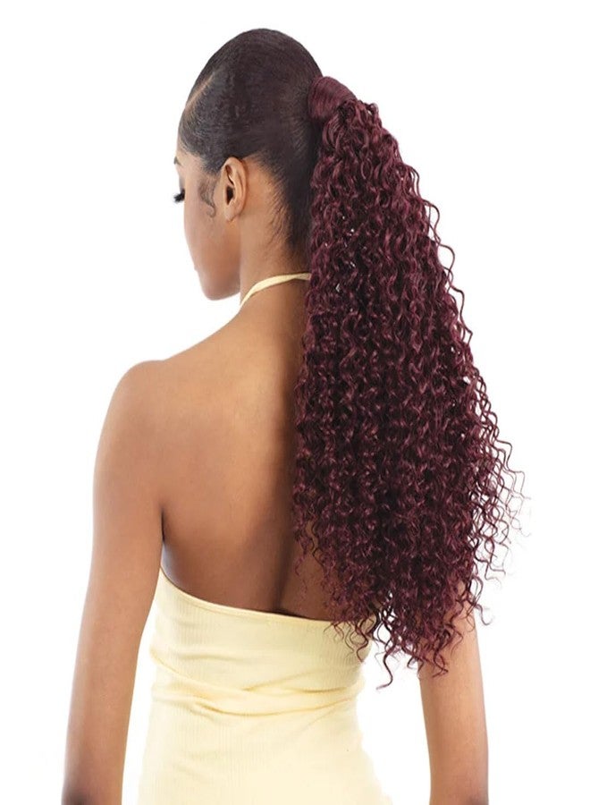 Shake-N-Go Weave Organique Pony Pro Ponytail Sleek Water Curl 18" with Secret Pocket made by Pre-sewn Weave (Color: P1B/30) - Image 4