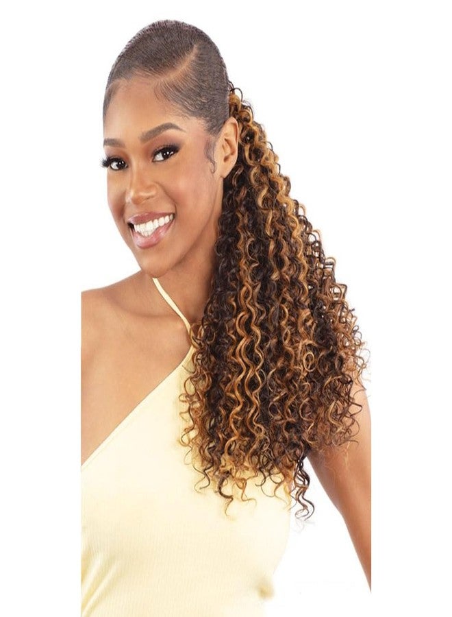 Shake-N-Go Weave Organique Pony Pro Ponytail Sleek Water Curl 18" with Secret Pocket made by Pre-sewn Weave (Color: P1B/30) - Image 3