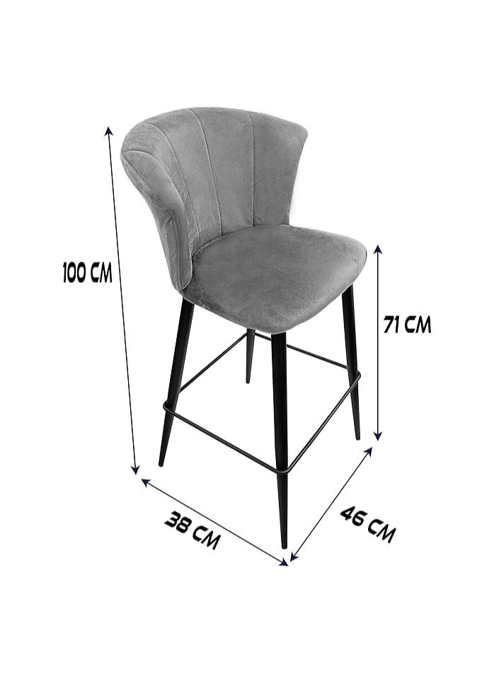 Ripple FURNITURE Bar Stool Kitchen Chair Flower Design Stool High Bar Chair Modern Design With Strong Base (Light Grey)  - Image 2