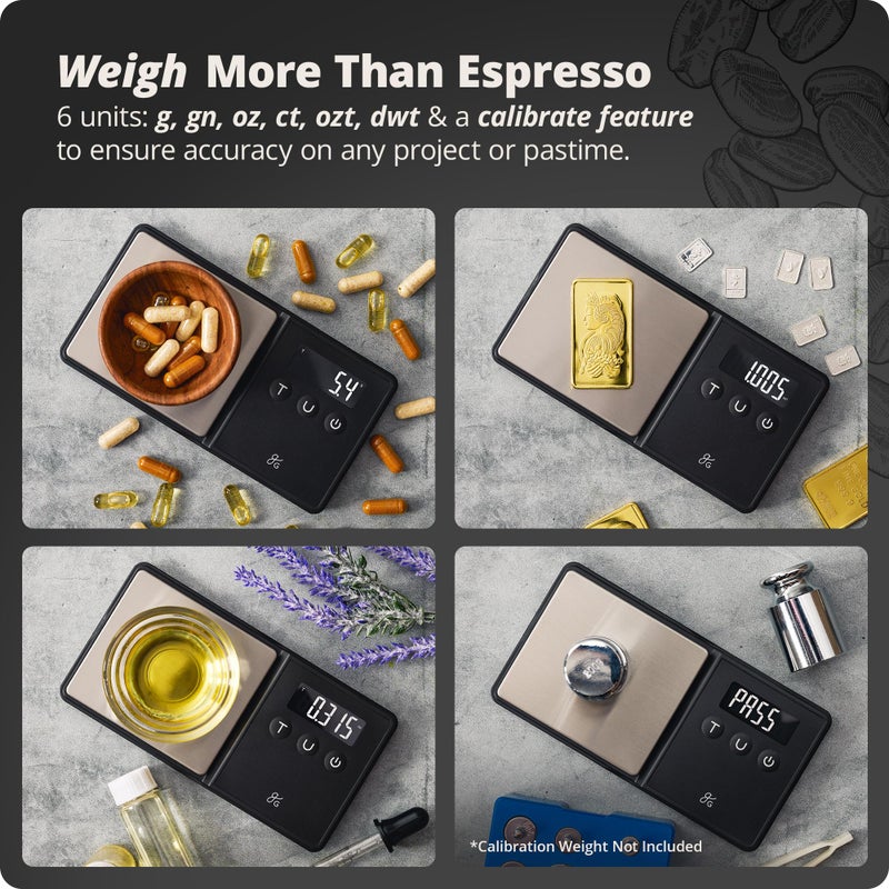 Greater Goods Digital Espresso and Coffee Scale - 750 x 0.1g, Mini Scale with 6 Units of Measurement - Image 5