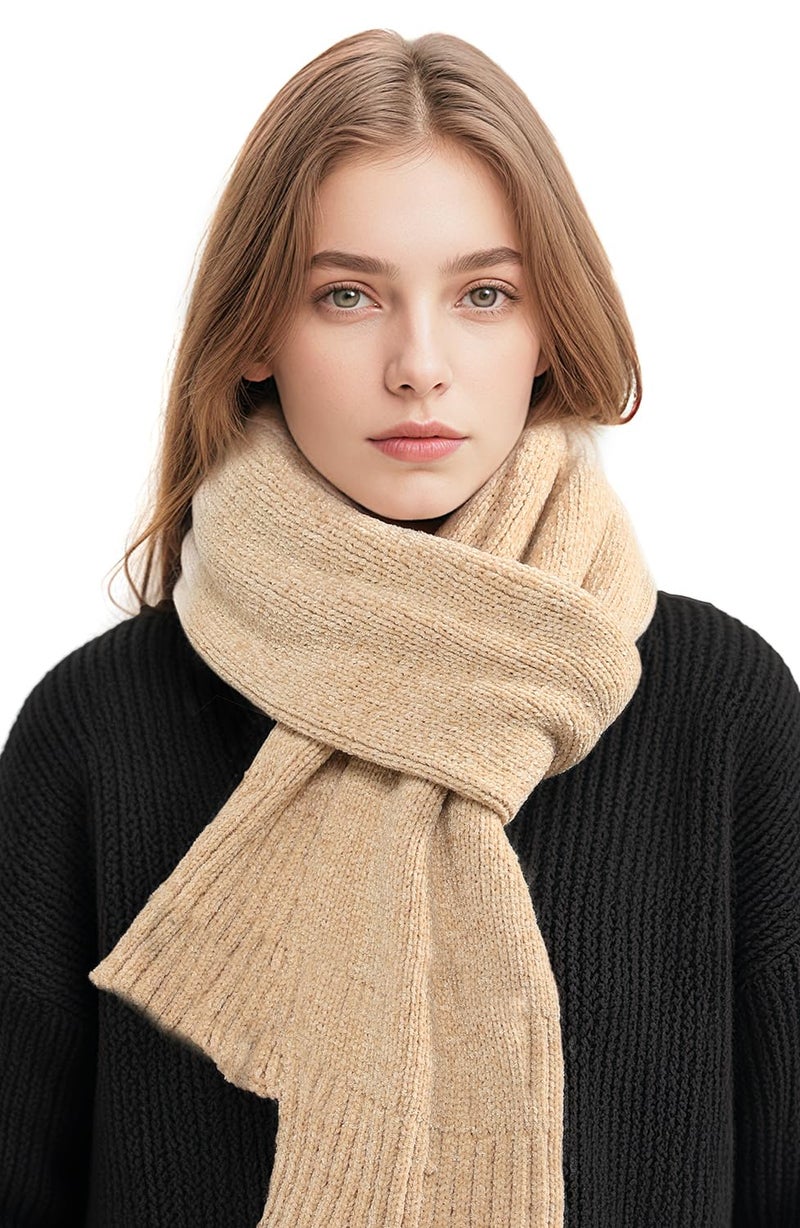 Pleneal Scarf for Women,Soft Chenille Winter Scarves, Womens Warm Scarf for Cold Weather,Light Brown - Image 4