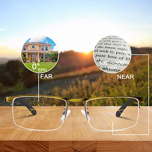 MIRYEA Progressive Multifocus Computer Reading Glasses Blue Light Blocking Multifocal Readers for Men and Women Multi Focus Eyeglasses Eyewear Anti Glare Light Weight TR90 Semi-rimless Frame - Image 2