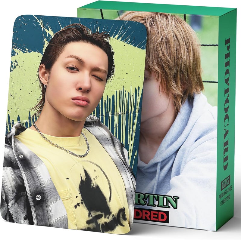 PYAJUU 127pcs KPOP Photocards GREENGREEN Photo Cards 55pcs Photocards and 72pcs Mini Stickers REDRED Album Lomo Gift for Fans 2026 Greetings Cards MARTIN JAMES JUHOON SEONGHYEON KEONHO Merch (MARTIN) - Image 1