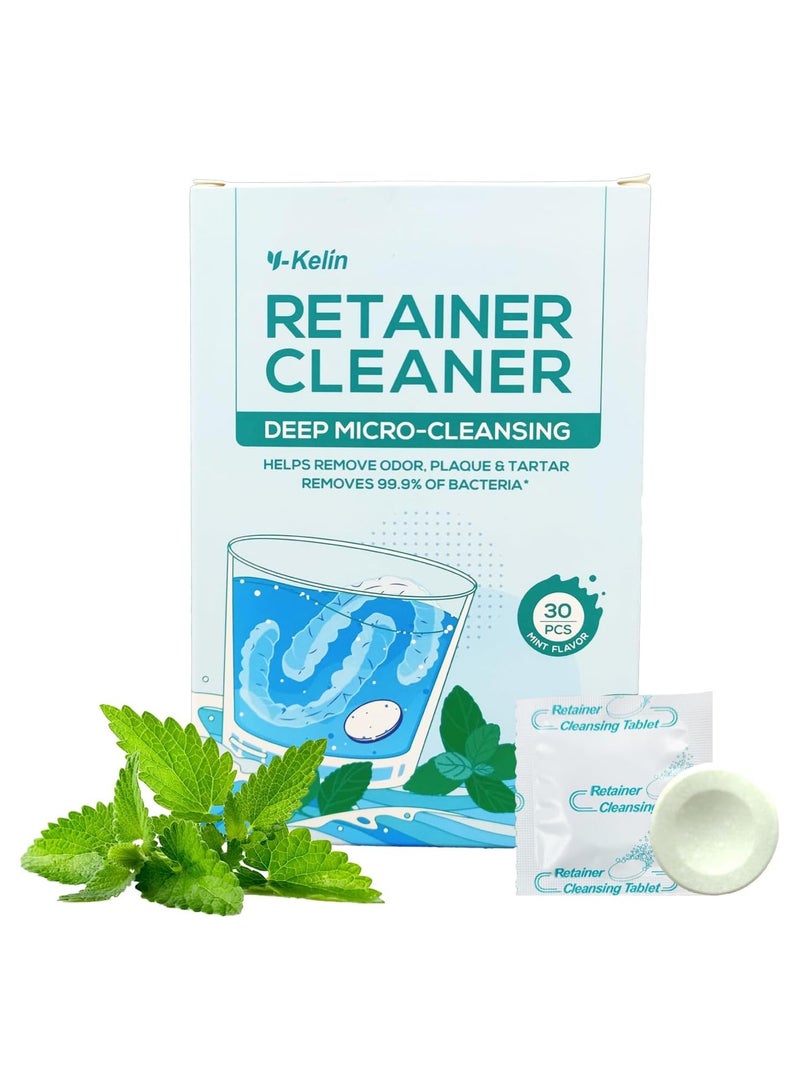 SOLARAE 30 قرص لتنظيف الأسنان الاصطناعية للمواءمة، أقراص تنظيف المثبت، واقي الفم والليل، يزيل رائحة الفم، يعمل مع جهاز تنظيف المثبت بالموجات فوق الصوتية وجهاز تنظيف المثبت، بنكهة النعناع - Image 1