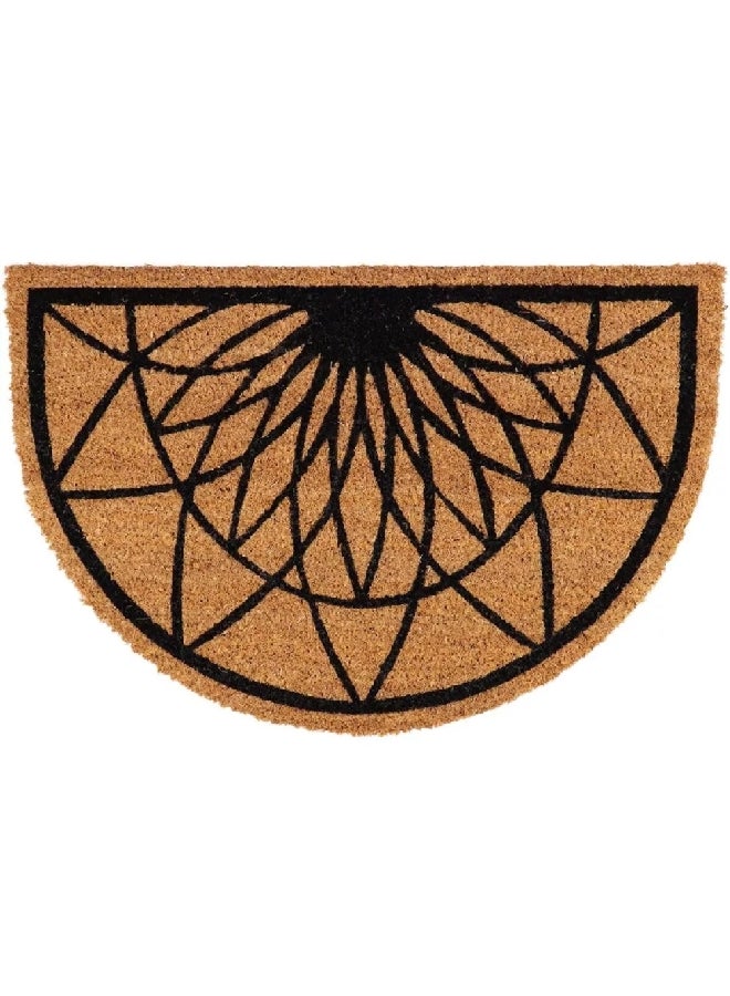 EVIDECO Non-Slip Backing Attractive Design Rosace Half Moon Door Mat Black and Brown 40 x 60 cm 140511073 - Image 1