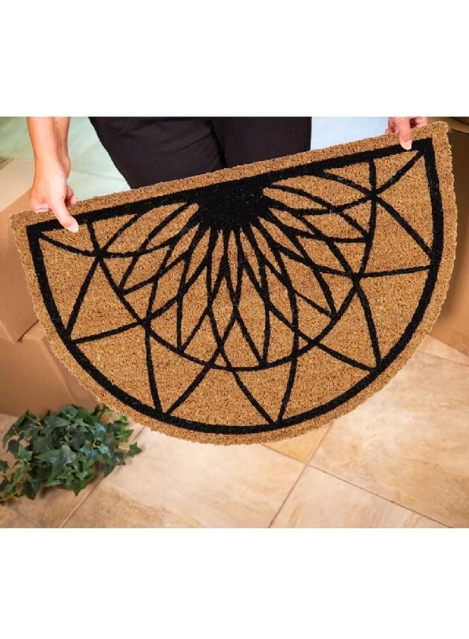 EVIDECO Non-Slip Backing Attractive Design Rosace Half Moon Door Mat Black and Brown 40 x 60 cm 140511073 - Image 2