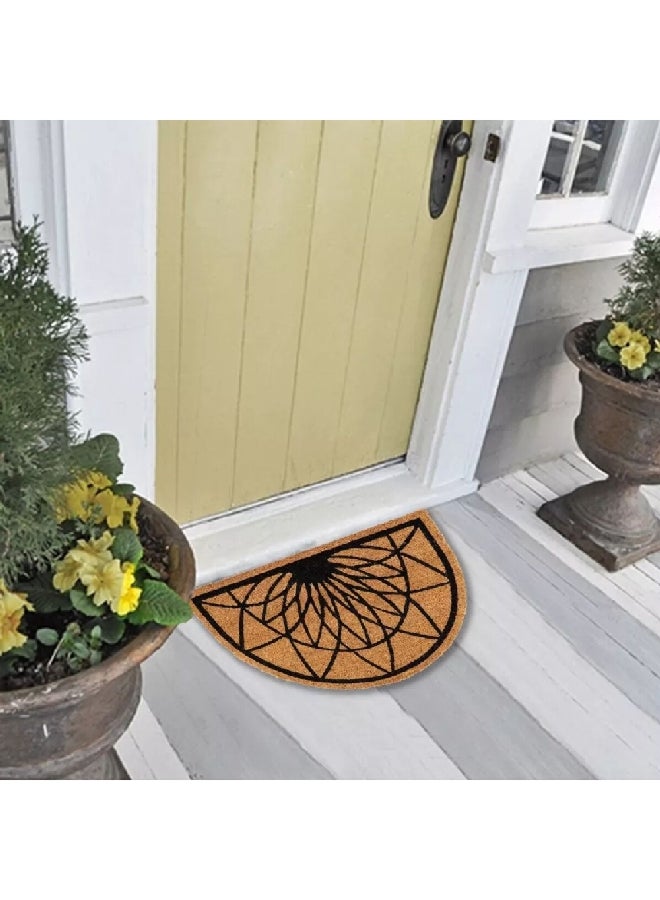 EVIDECO Non-Slip Backing Attractive Design Rosace Half Moon Door Mat Black and Brown 40 x 60 cm 140511073 - Image 4