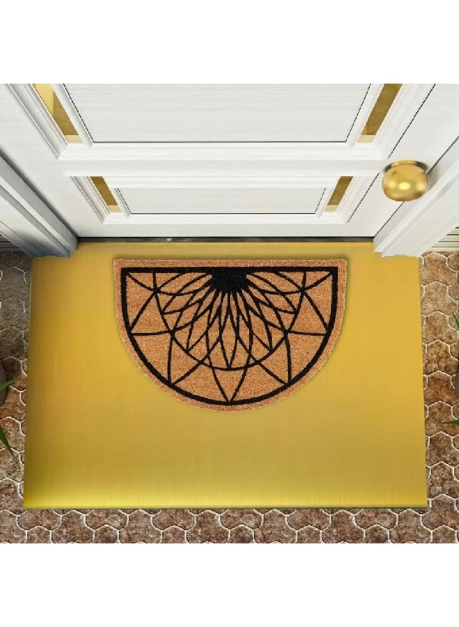 EVIDECO Non-Slip Backing Attractive Design Rosace Half Moon Door Mat Black and Brown 40 x 60 cm 140511073 - Image 3