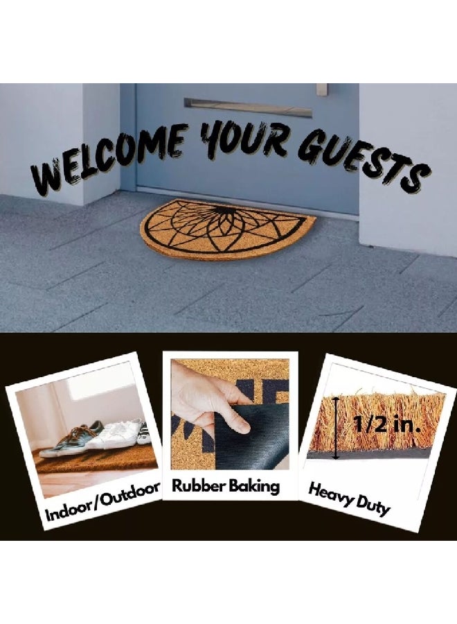 EVIDECO Non-Slip Backing Attractive Design Rosace Half Moon Door Mat Black and Brown 40 x 60 cm 140511073 - Image 5