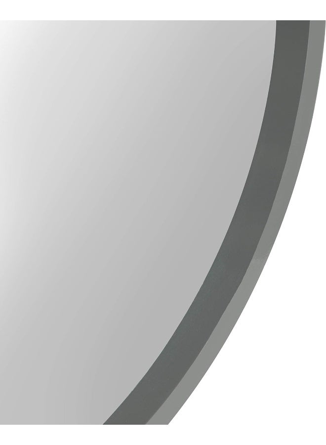 Kate and Laurel Kate and Laurel Travis Round Wood Wall Vanity Mirror 22 Inch Diameter Gray Modern Circle Mirror for Use as Bathroom Mirror for Over Sink or Accent Entryway Mirror  - Image 2
