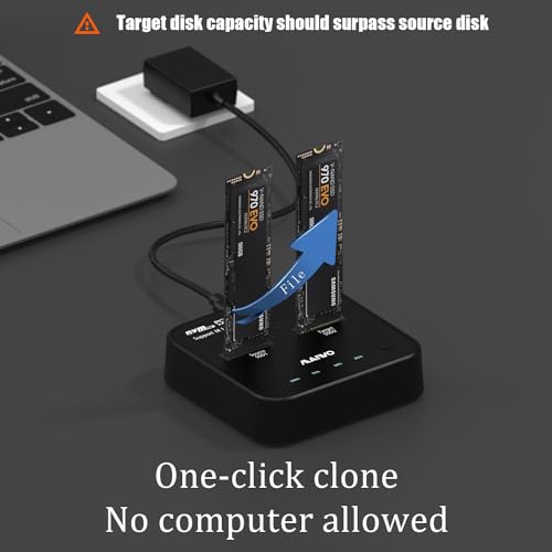 MAIWO K3016P Dual-Bay M.2 NVMe Docking Station, USB-C 3.1 Gen2 10Gbps, Offline One-Key Clone, Tool-Free SSD Enclosure for 2242/2260/2280/22110 PCIe NVMe SSDs – Compatible with Windows/Mac/Linux - Image 3