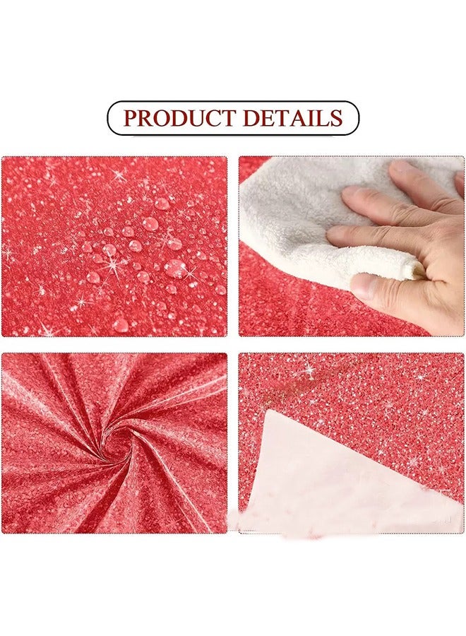 2 Piece Red Birthday Disposable Party Tablecloth Printed Plastic Table Cover Glitter Diamonds Happy Birthday Background for Girl Wedding  - Image 5