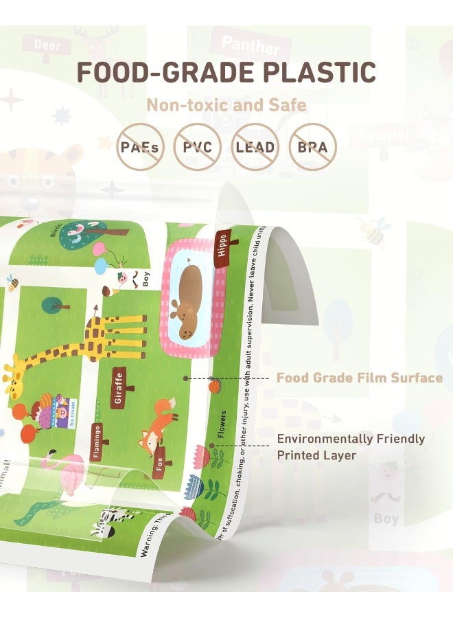 Babebay Disposable Placemats for Baby, 60 Pack Sticky Toddler Placemat for Restaurants, Dining Table, Party, Travel, 12" x 18" with 3 Designs - Image 3