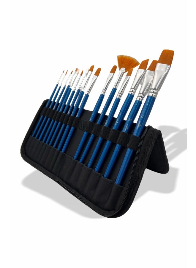 Dolphin Paint Brush Set 15 Pieces, High-Quality Brushes for Acrylic Watercolour & Oil Painting - Image 1