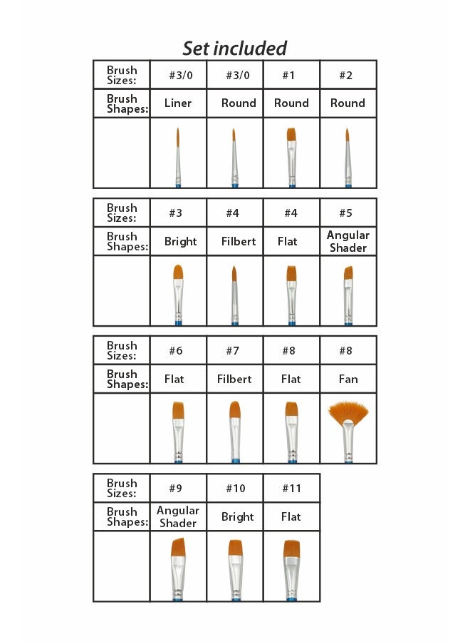 Dolphin Paint Brush Set 15 Pieces, High-Quality Brushes for Acrylic Watercolour & Oil Painting - Image 2