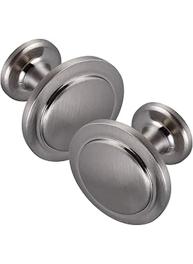 Brushed Silver Round Cabinet Knobs 2 Pack Single Hole Drawer Pulls For Kitchen Bathroom Furniture - Image 1