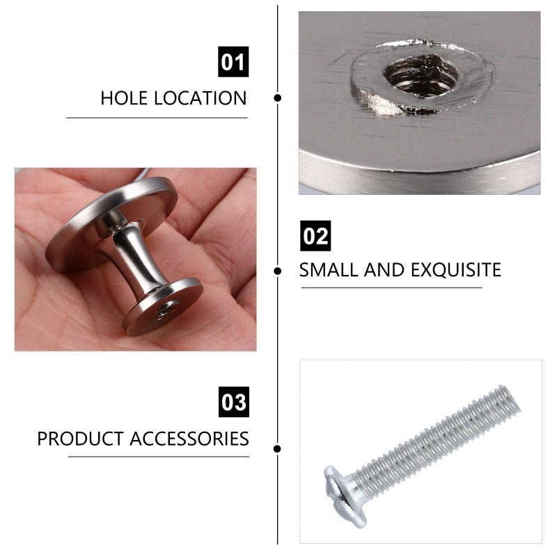 Brushed Silver Round Cabinet Knobs 2 Pack Single Hole Drawer Pulls For Kitchen Bathroom Furniture - Image 5