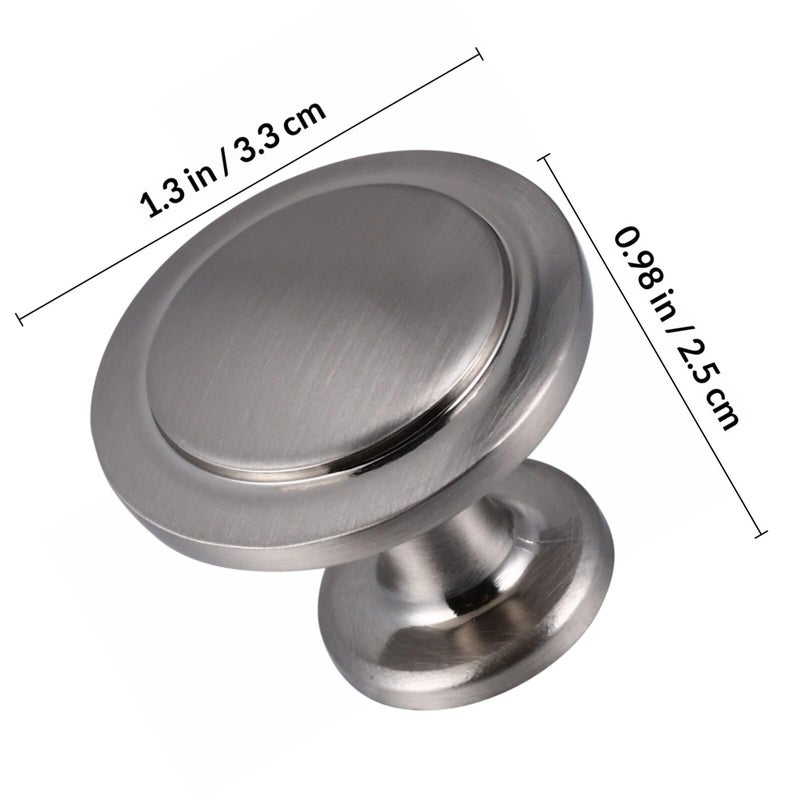 Brushed Silver Round Cabinet Knobs 2 Pack Single Hole Drawer Pulls For Kitchen Bathroom Furniture - Image 3
