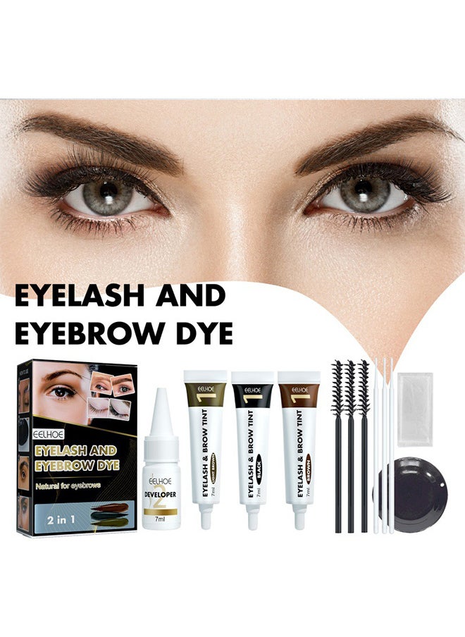 EELHOE eyebrow and eyelash dyeing set 2 in 1 eyelash and eyebrow dyeing set cross-border anti-sweat and non-smudge (black)