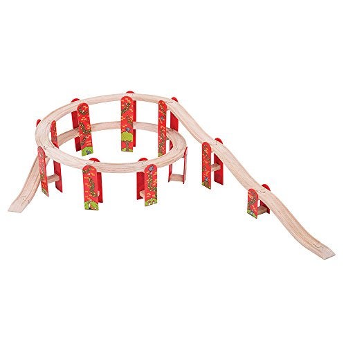 Bigjigs Rail High Level Wooden Train Track | Great Starter Expansion & Connectors Pack for Wood Railway Sets | Toy Pack Comes with Bridge & Ramp | Ideal Educational Kids Gifts for Boys & Girls Age 3+ - Image 4