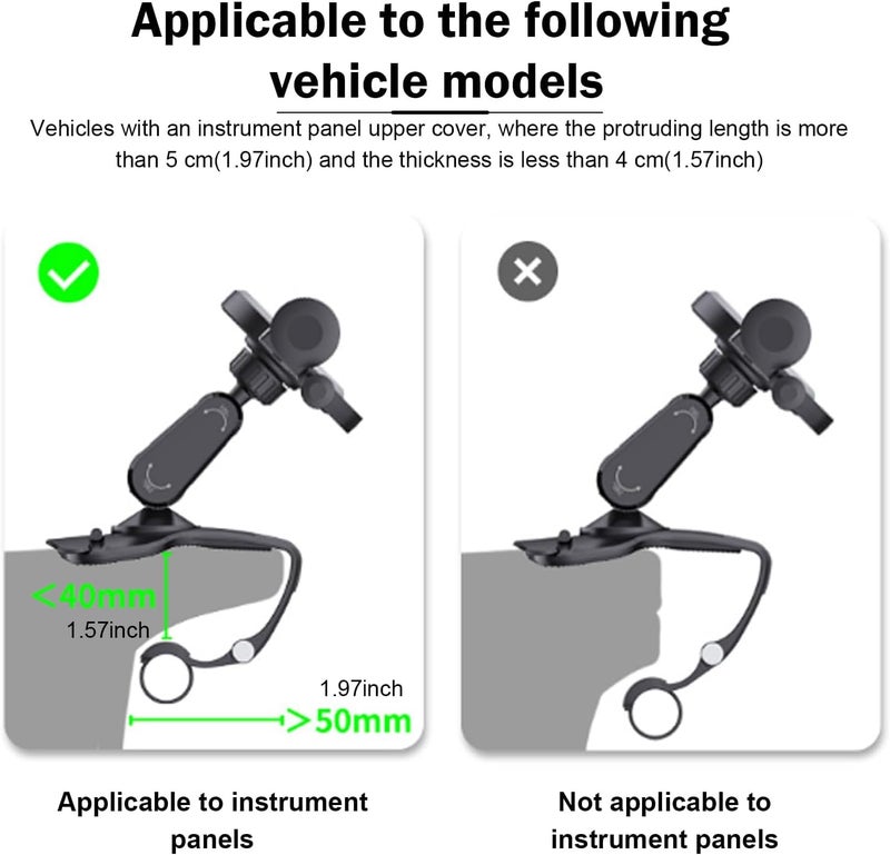 Zosgrew Car Dashboard Phone Holder, 360 Degree Rotation Dashboard Cellphone Mount, Multifunctional Sun Visor Rearview Mirror Navigation Mount, Universal for Most Smartphones (Black) - Image 5