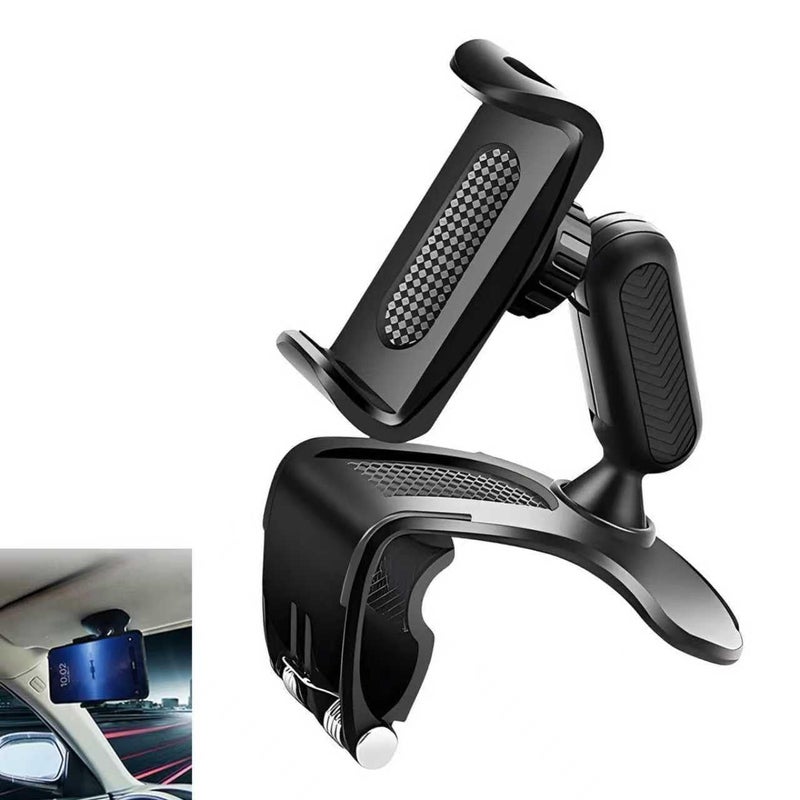Zosgrew Car Dashboard Phone Holder, 360 Degree Rotation Dashboard Cellphone Mount, Multifunctional Sun Visor Rearview Mirror Navigation Mount, Universal for Most Smartphones (Black) - Image 1