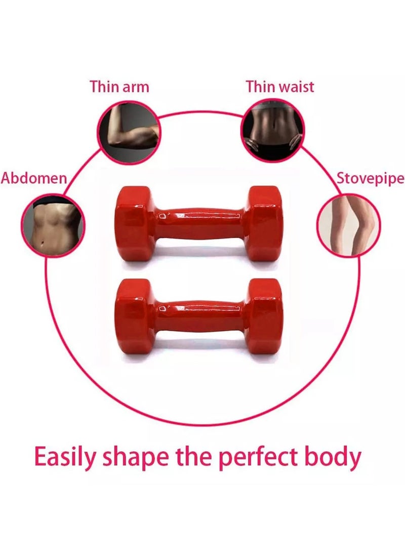 Generic Double Dumbbells Vinyl Hexagon Hand Weights For Muscle Training 1KG, Red  - Image 2