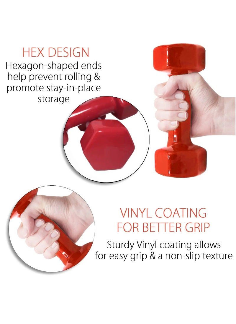 Generic Double Dumbbells Vinyl Hexagon Hand Weights For Muscle Training 1KG, Red  - Image 3